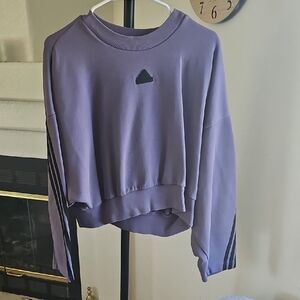 adidas Lavender Cropped Sweatshirt with Black Stripe Accents